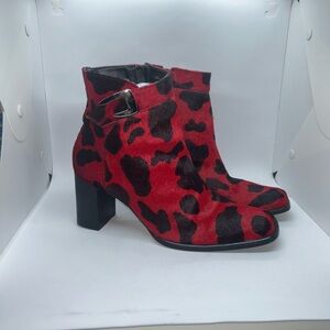 Vintage Red and Black Ankle Boots